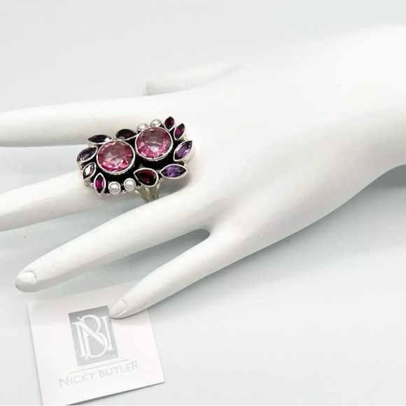 🌟Nicky Butler One of a Kind 925 Sterling Silver Pink Quartz Size 7.5 Ring NEW - Picture 5 of 15